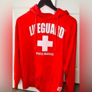 Myrtle Beach, SC Red Life Guard Hooded Sweatshirt, M